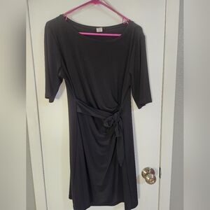 MSK Petite Black Midi Dress with Tie Waist